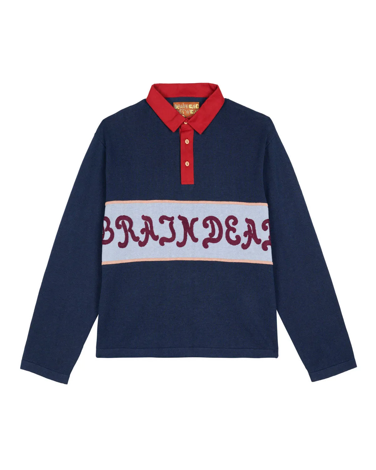Lifted Stripe Long Sleeve Sweater - Navy Multi sold by Brain Dead