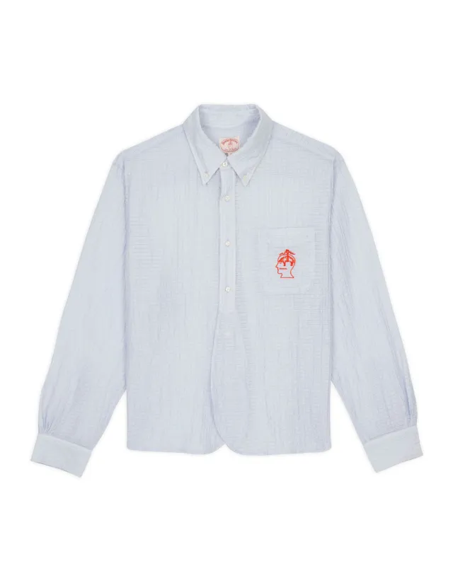 Brooks Brothers California Half Placket Oxford Button Up Shirt - Ice sold by Brain Dead