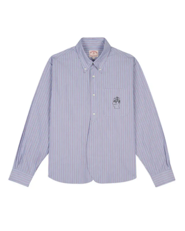 Brooks Brothers California Half Placket Oxford Button Up Shirt - Blue sold by Brain Dead