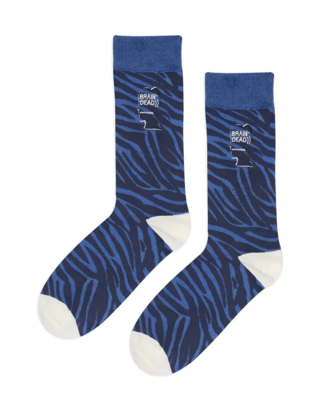 Logohead Dress Socks - Blue Zebra made by Brain Dead