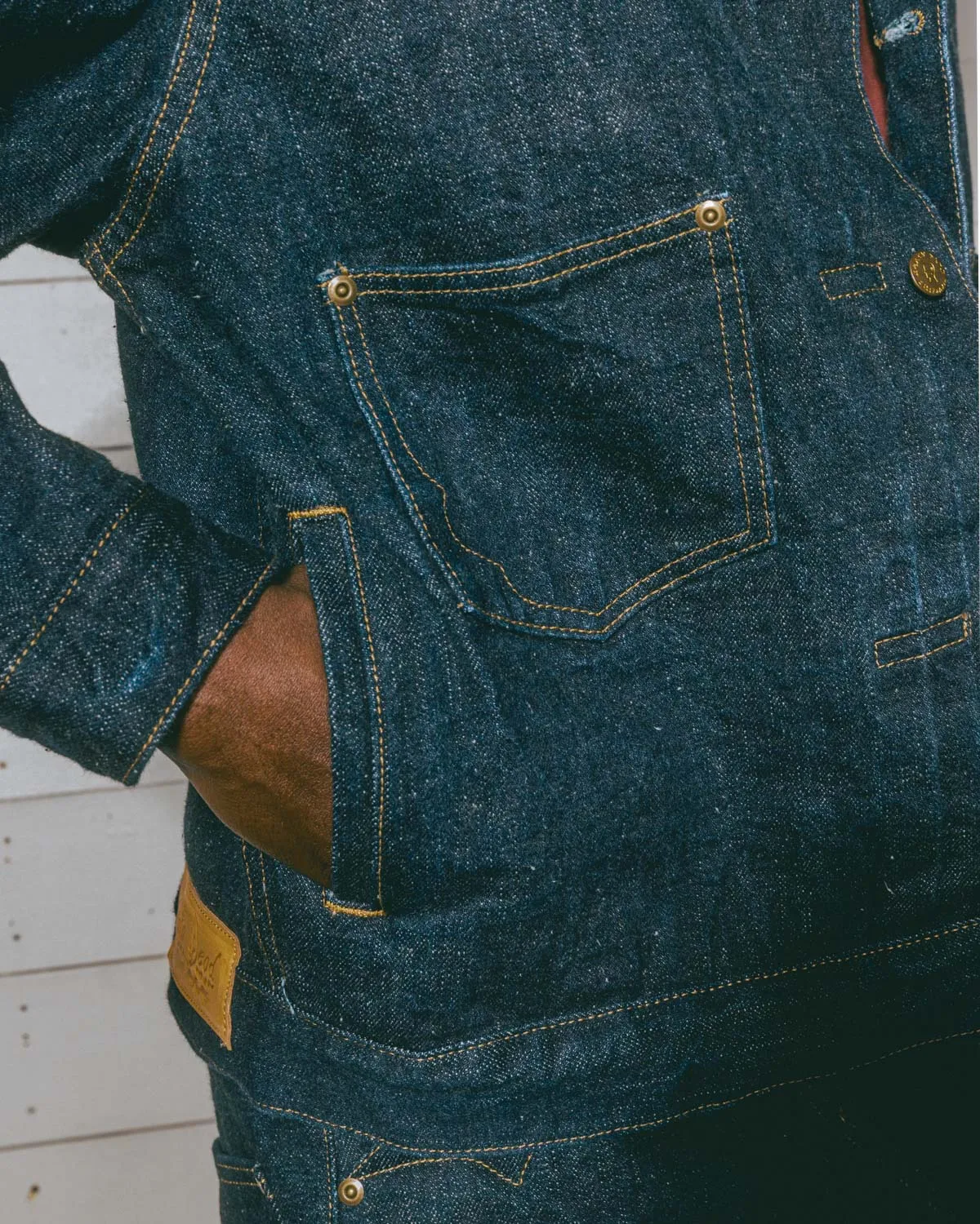 15.5oz Selvedge Denim Trucker Jacket - Rinsed Indigo sold by Brain Dead product image thumbnail 4