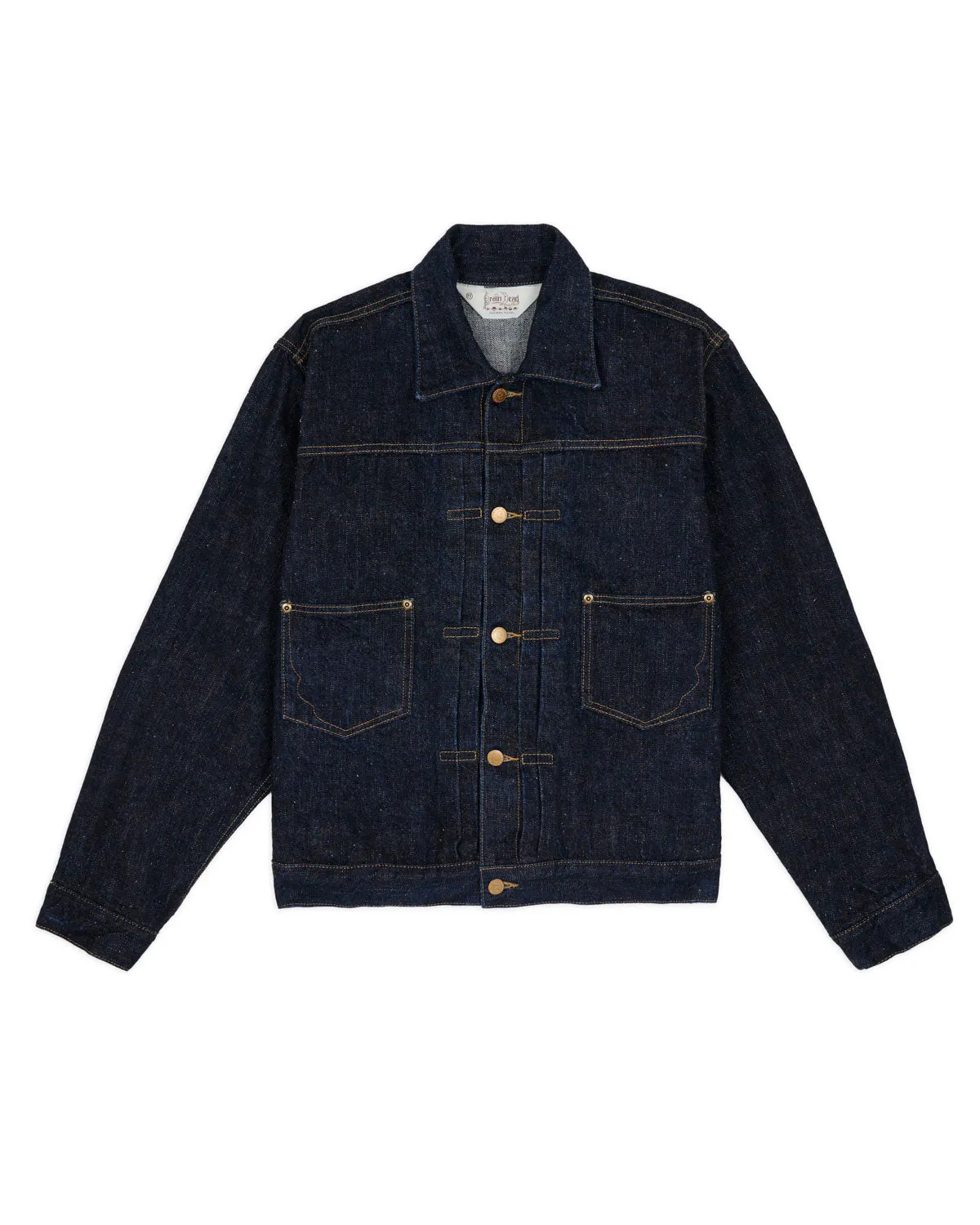 15.5oz Selvedge Denim Trucker Jacket - Rinsed Indigo sold by Brain Dead