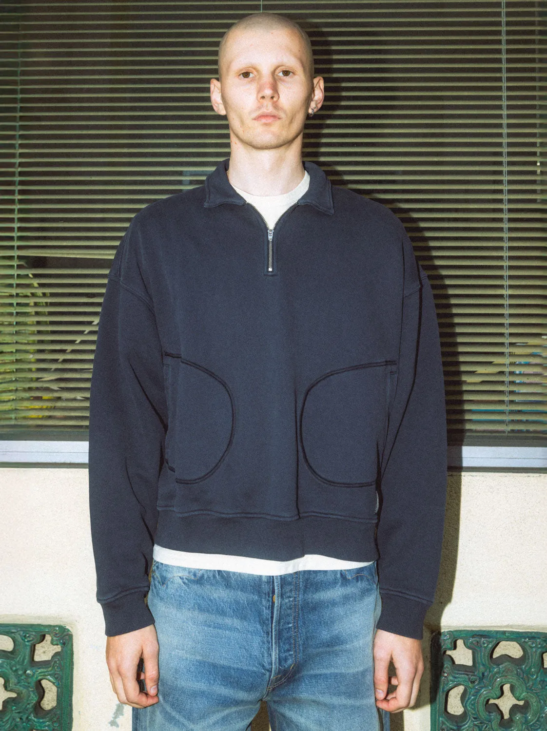 Half Zip Collared Sweatshirt - Washed Black sold by Brain Dead product image thumbnail 2