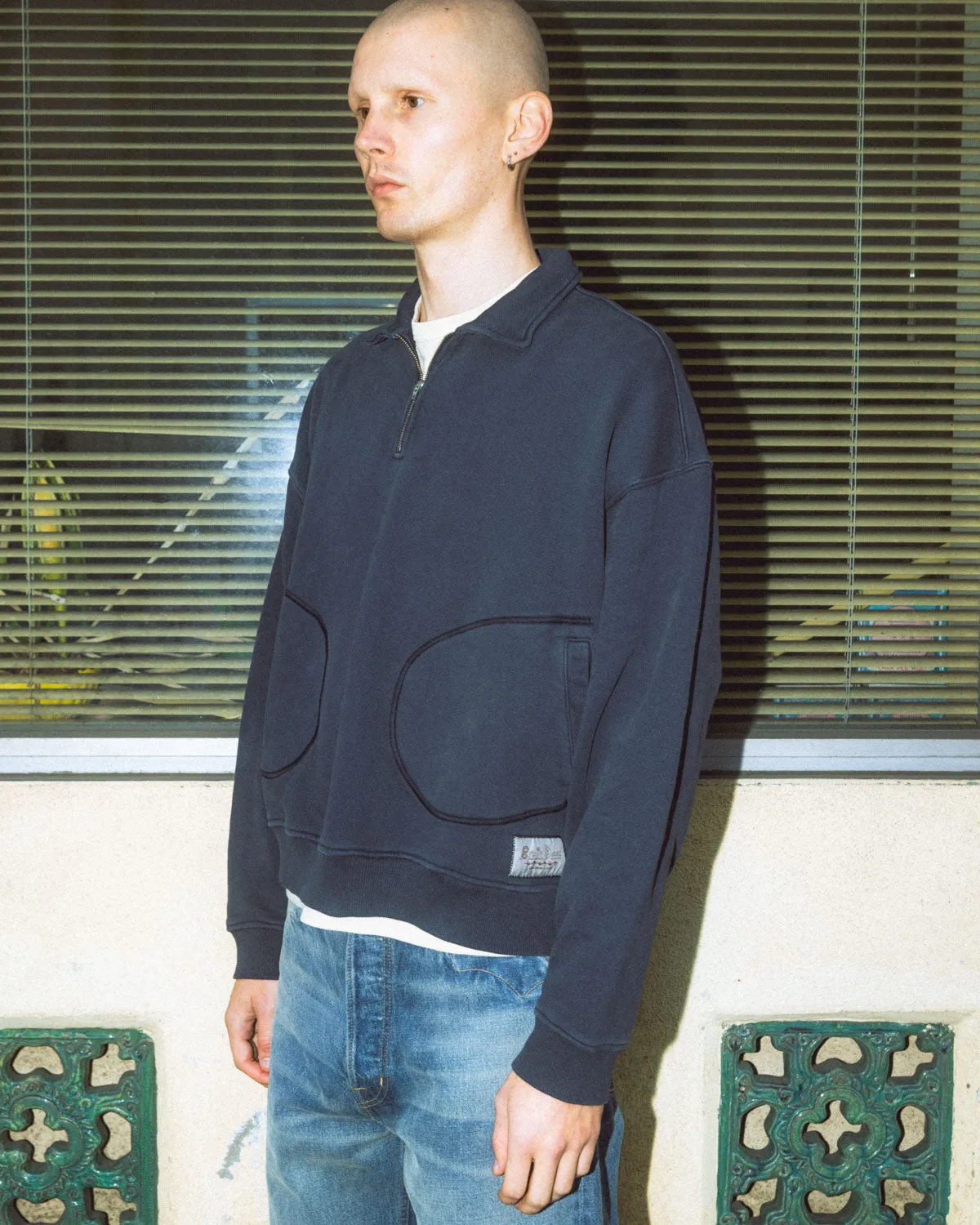 Half Zip Collared Sweatshirt - Washed Black sold by Brain Dead product image thumbnail 4
