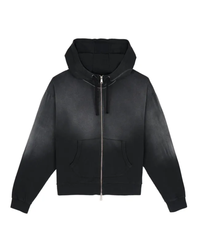 Padded Elbow Zip-Up Hoodie - Washed Black sold by Brain Dead