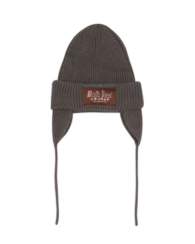 Knitted Ear Flap Beanie - Black made by Brain Dead