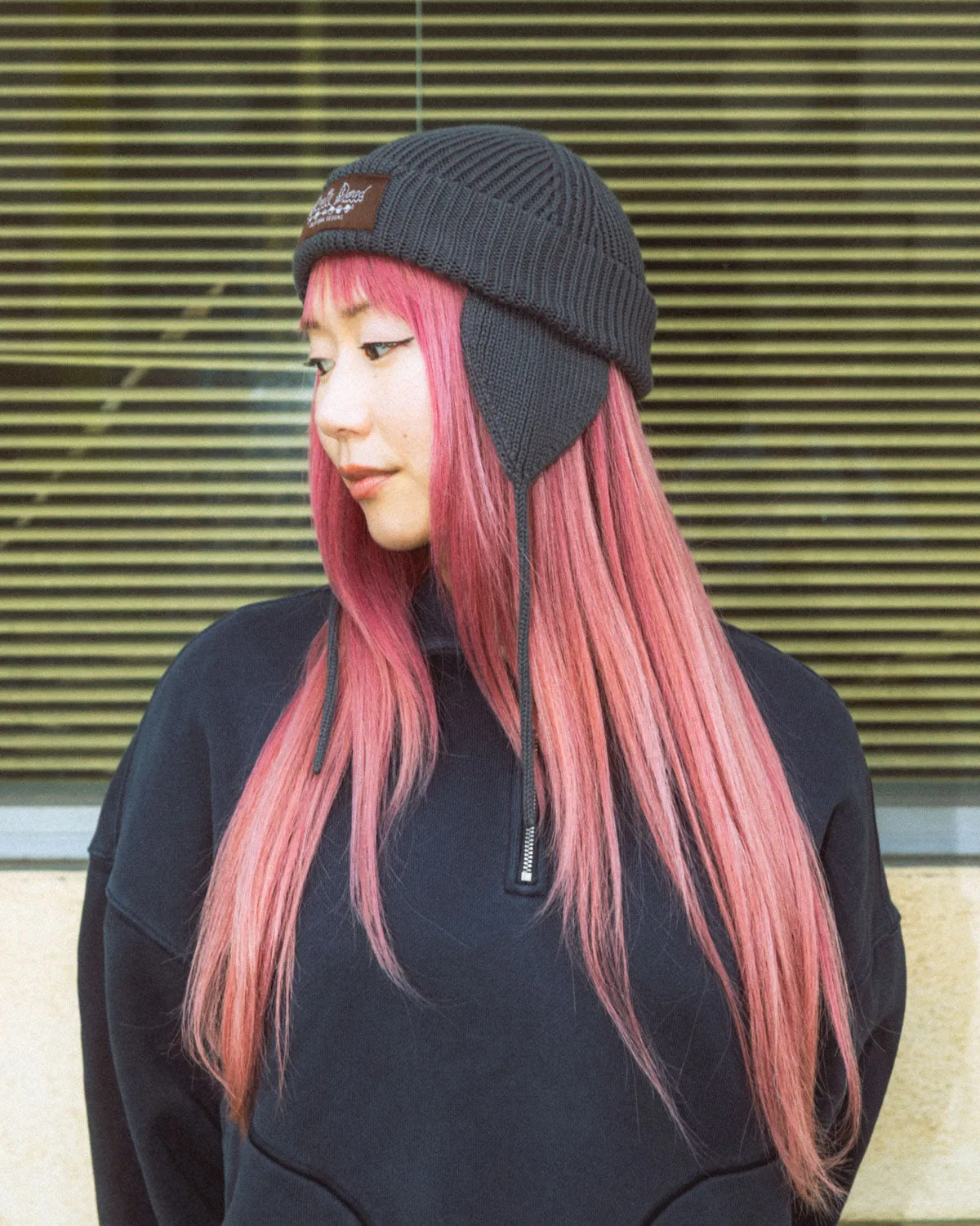 Knitted Ear Flap Beanie - Black sold by Brain Dead product image thumbnail 4