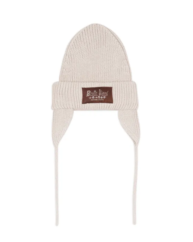 Knitted Ear Flap Beanie - Natural made by Brain Dead