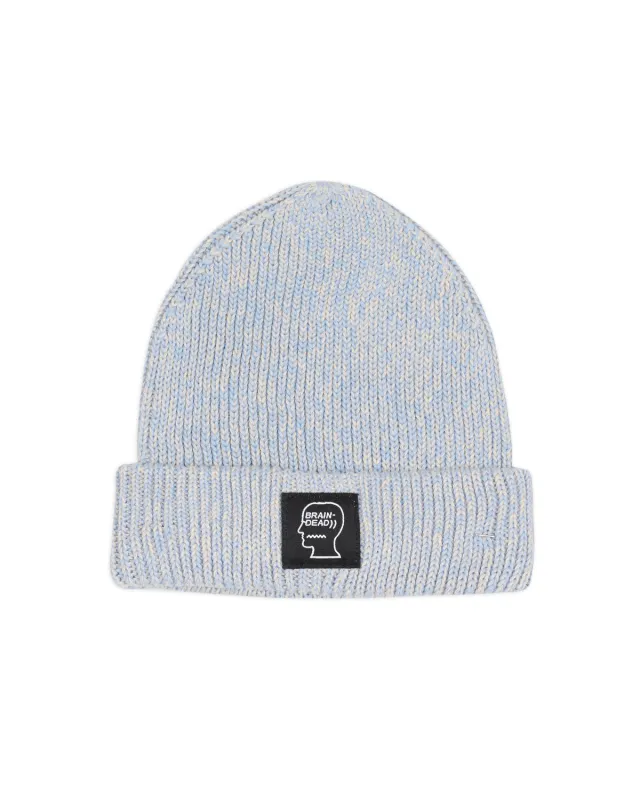 Marled Cotton Logohead Beanie - Blue made by Brain Dead
