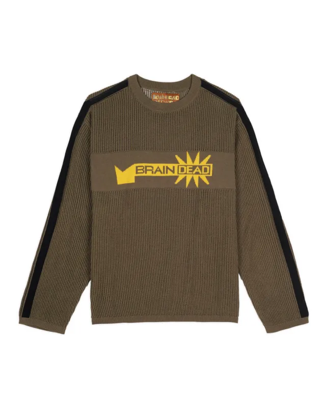 Long Sleeve Mesh Sweater - Green made by Brain Dead