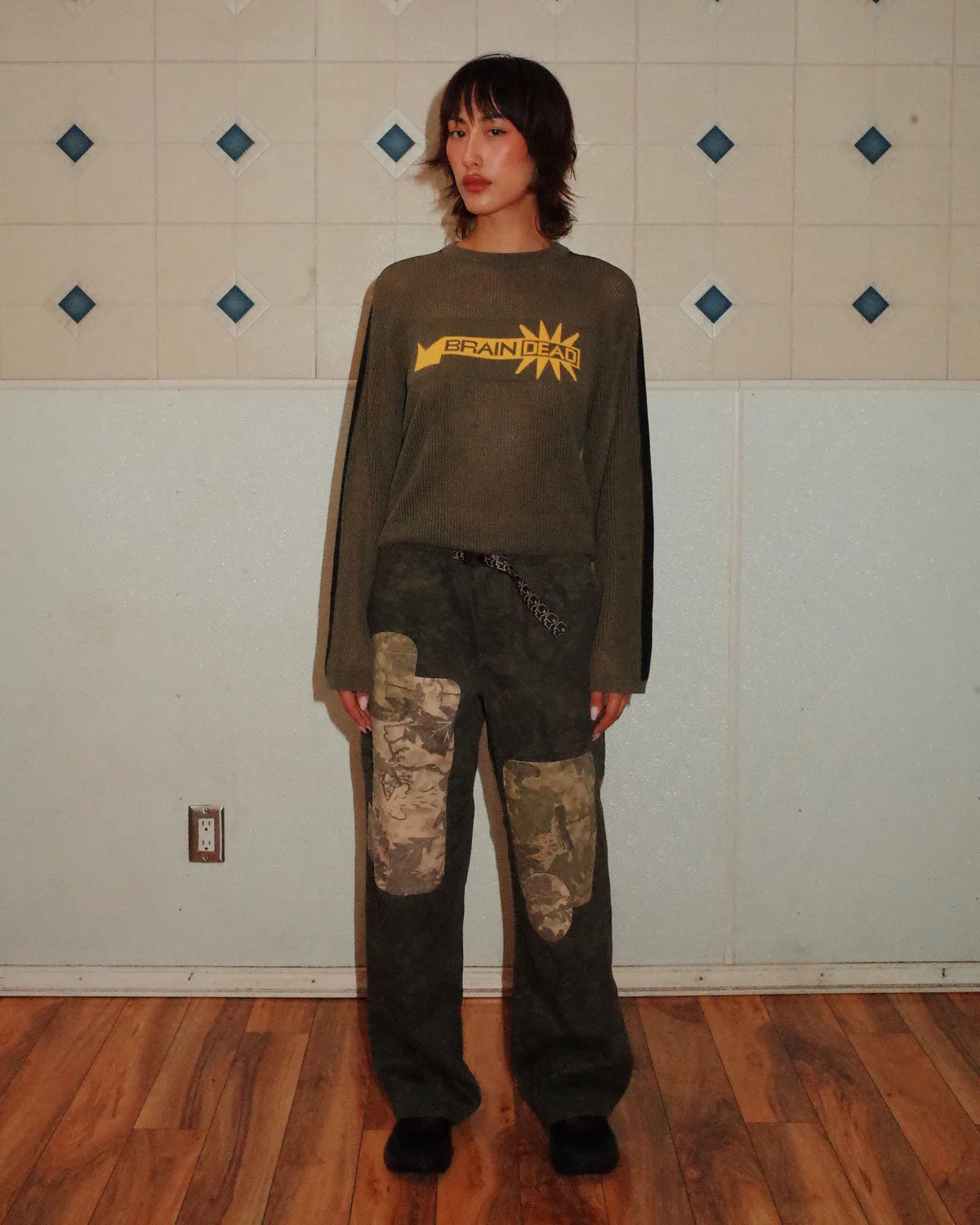 Long Sleeve Mesh Sweater - Green sold by Brain Dead product image thumbnail 2