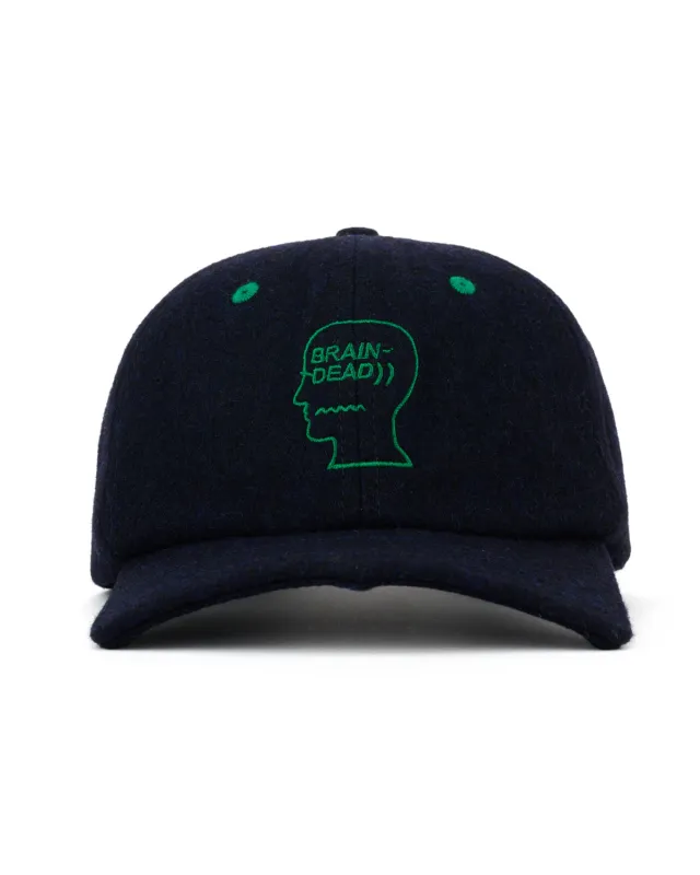 Batwing Logohead Flannel Hat - Navy sold by Brain Dead