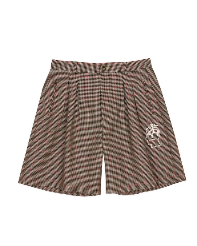 Brooks Brothers California Houndstooth Pleated Shorts - Tan sold by Brain Dead
