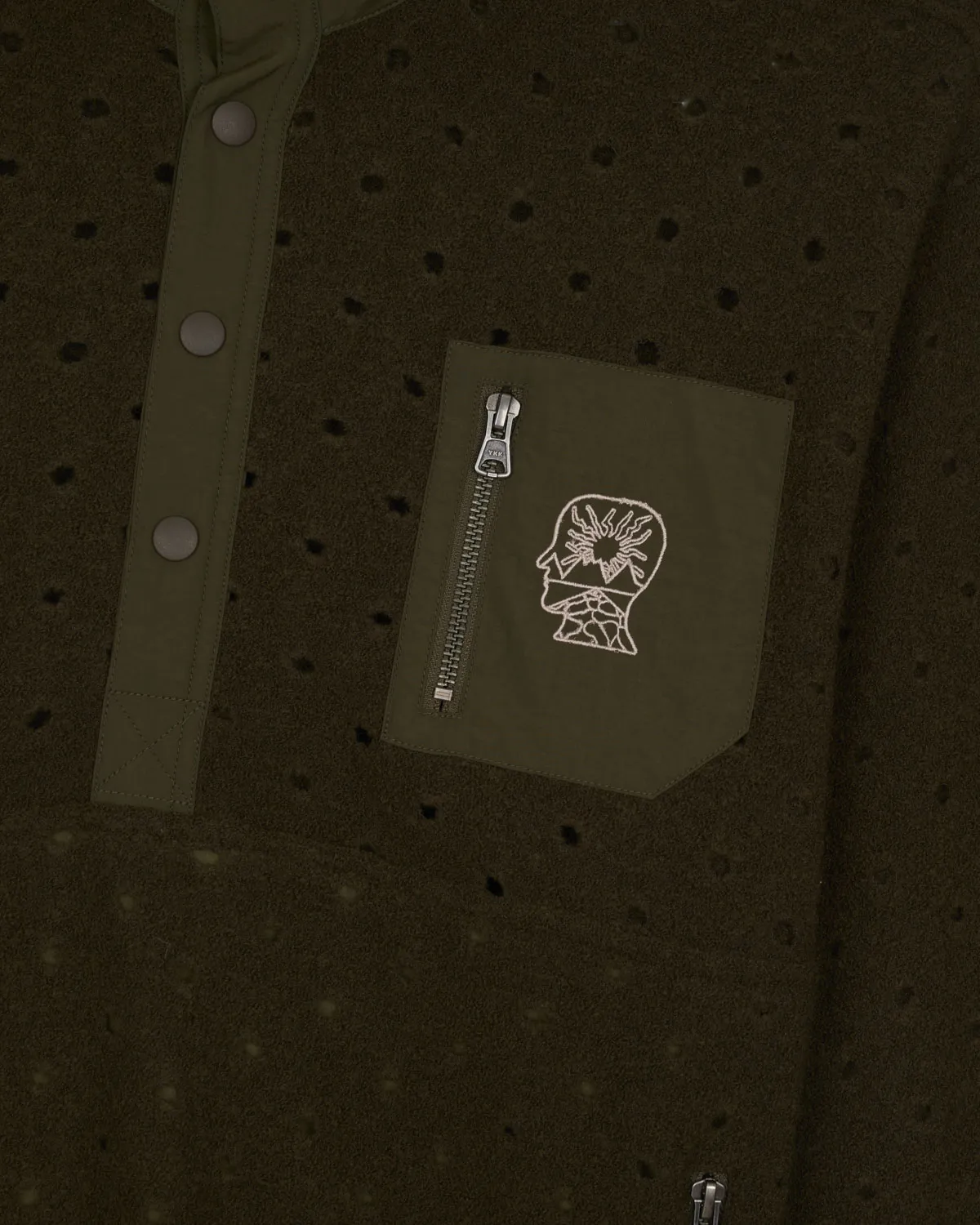 Hole Mock Neck Pullover - Olive sold by Brain Dead product image thumbnail 3