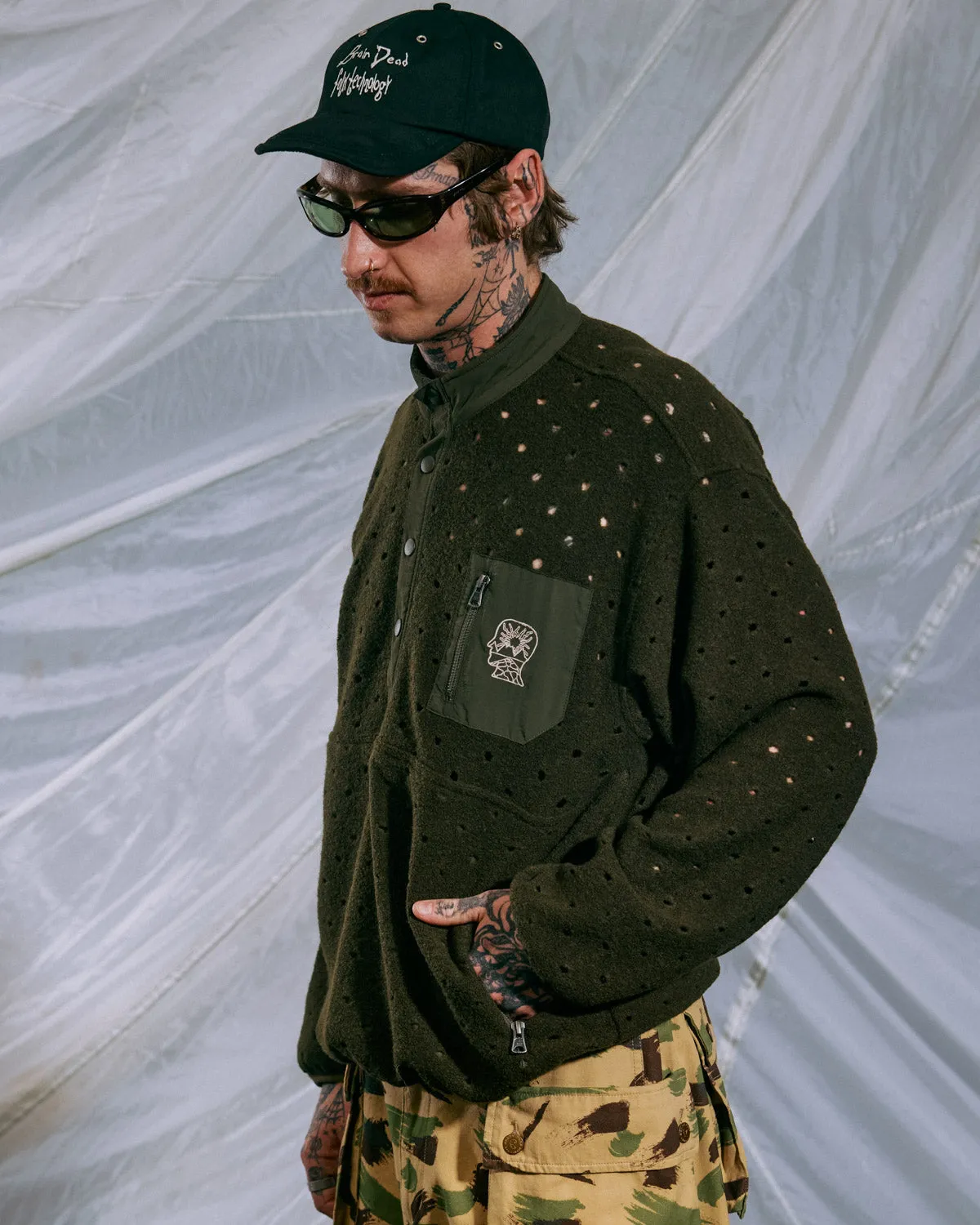 Hole Mock Neck Pullover - Olive sold by Brain Dead product image thumbnail 2