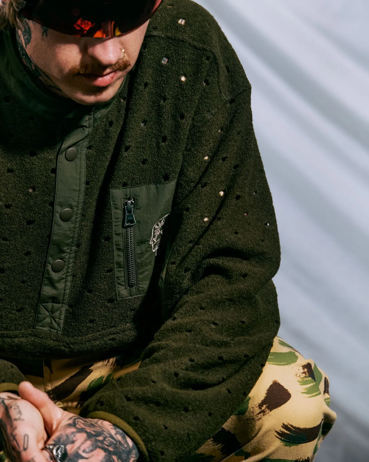 Hole Mock Neck Pullover - Olive sold by Brain Dead product image thumbnail 4