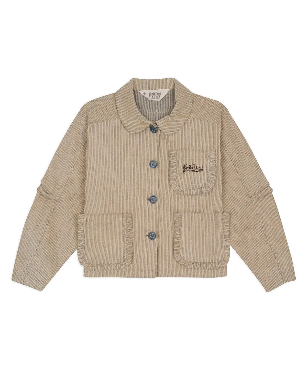 Boxy Ruffle Jacket - Natural sold by Brain Dead