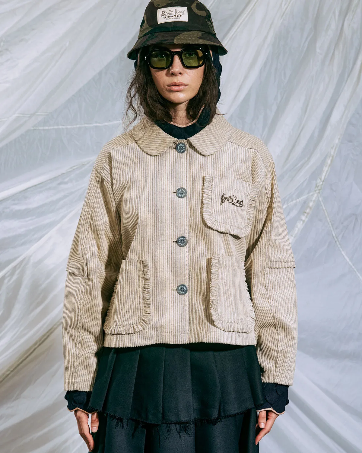 Boxy Ruffle Jacket - Natural sold by Brain Dead product image thumbnail 2