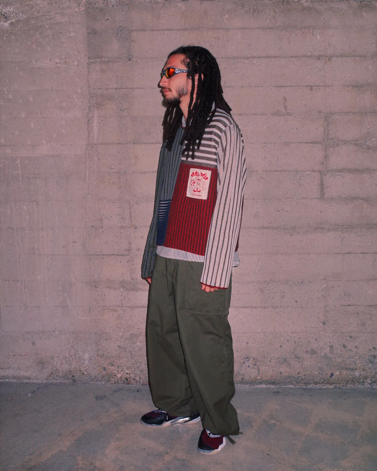 Mixed Stripe Boxy Knit Sweater - Green Multi sold by Brain Dead product image thumbnail 5