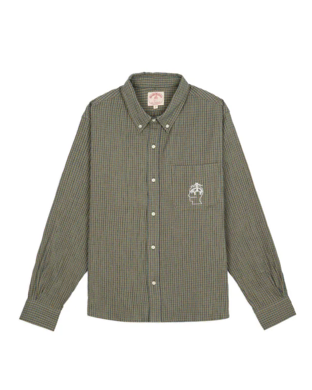 Brooks Brothers California Check Oxford Button Up Shirt - Green sold by Brain Dead