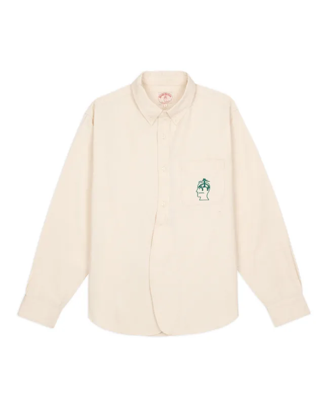 Brooks Brothers California Half Placket Oxford Button Up - Natural sold by Brain Dead