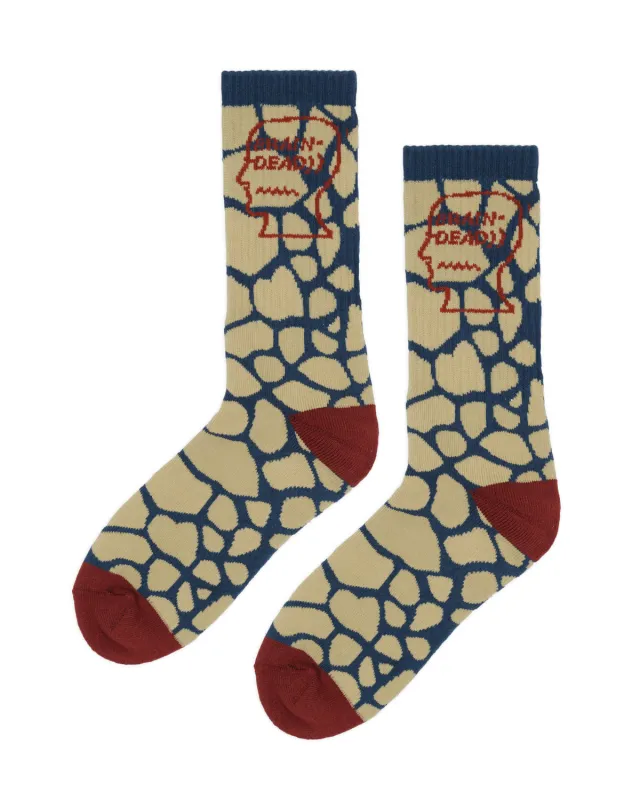 Logohead Crew Socks - Slate Giraffe made by Brain Dead