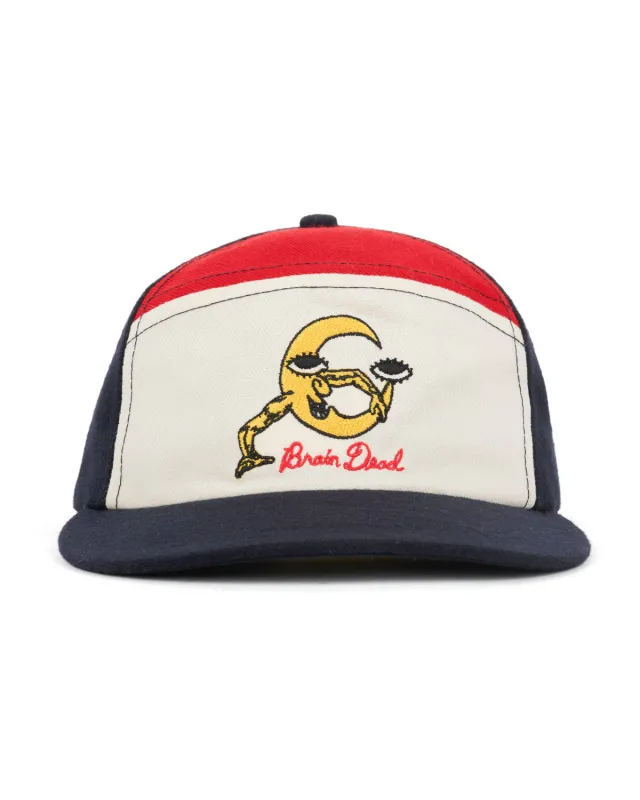 Waning Crescent Curved Front 6 Panel Hat - Navy Multi made by Brain Dead