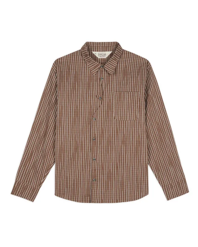 Organic Placket Button Up Shirt - Brown made by Brain Dead
