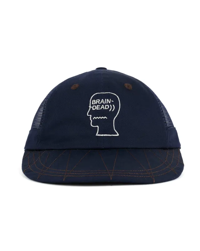 Logohead Long Brim Mesh Panel Hat - Navy made by Brain Dead