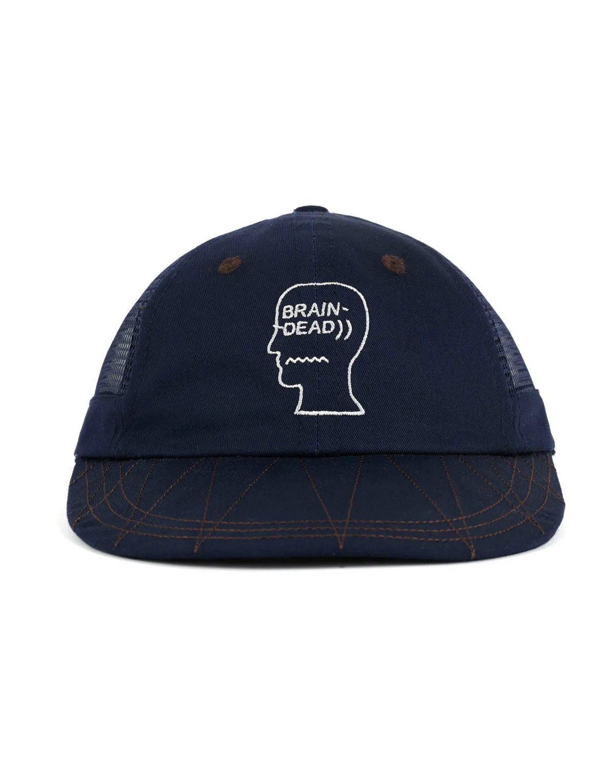 Logohead Long Brim Mesh Panel Hat - Navy sold by Brain Dead