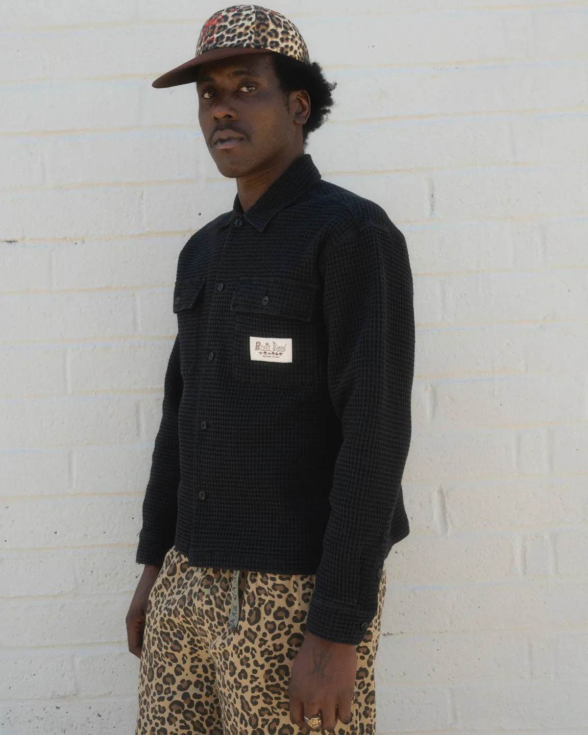 Waffle Button Front Shirt - Washed Black sold by Brain Dead product image thumbnail 2