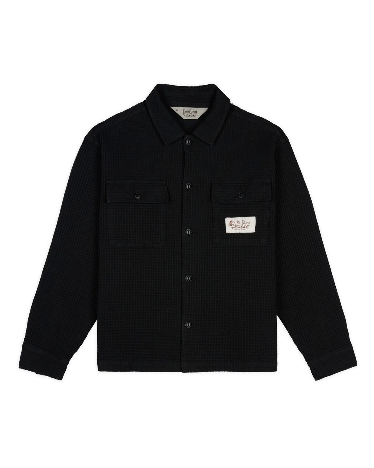 Waffle Button Front Shirt - Washed Black sold by Brain Dead