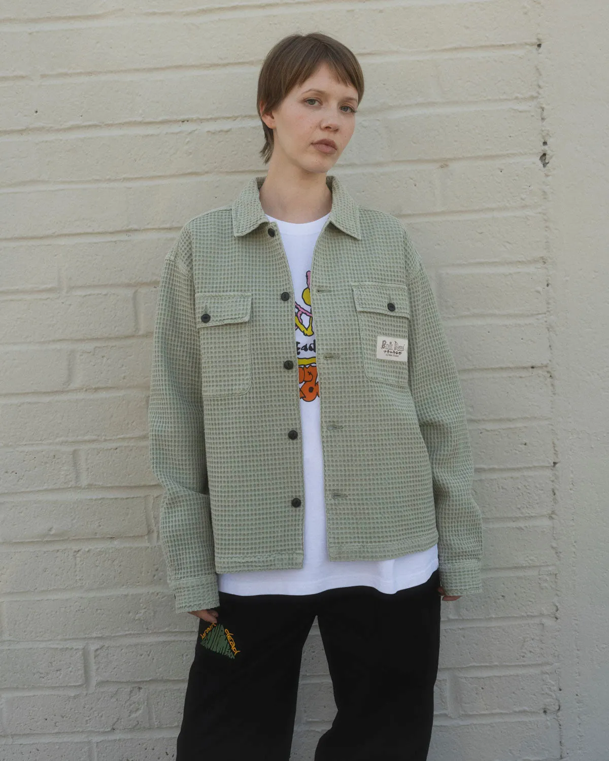 Waffle Button Front Shirt - Stone sold by Brain Dead product image thumbnail 4