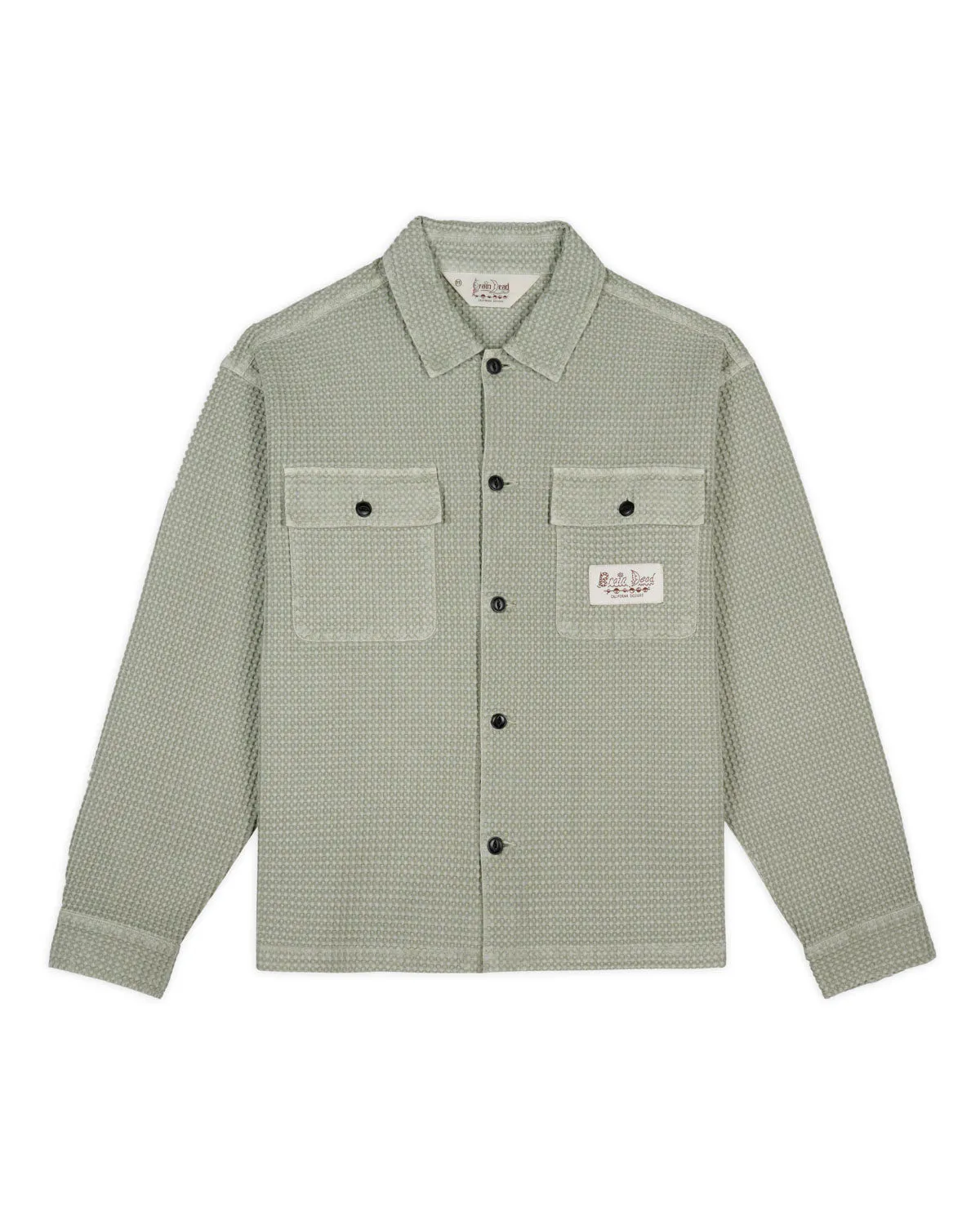 Waffle Button Front Shirt - Stone sold by Brain Dead