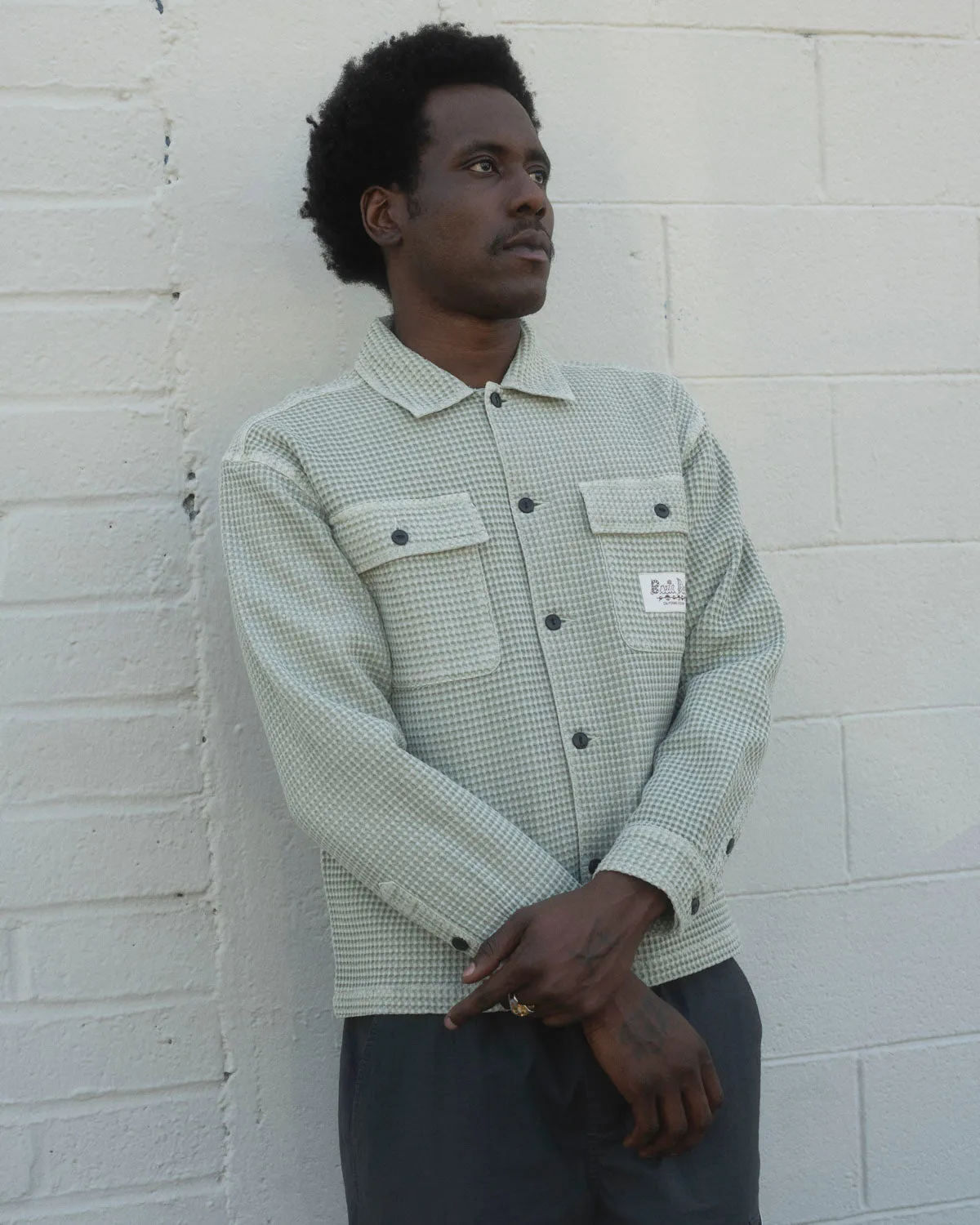 Waffle Button Front Shirt - Stone sold by Brain Dead product image thumbnail 5
