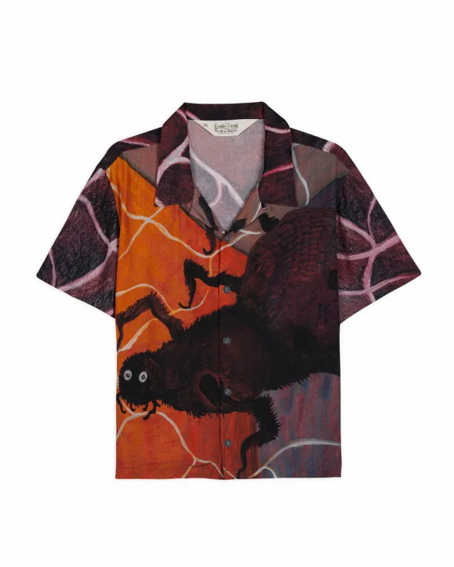 Spiral Orb Short Sleeve Button Up Shirt - Burgundy made by Brain Dead