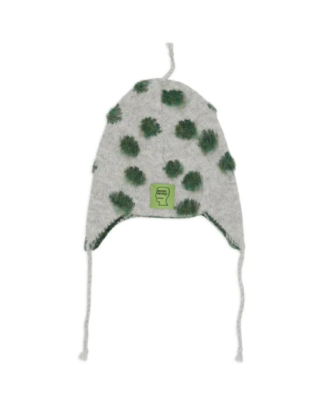 Alpaca Knit Polka Dot Ear Flap Beanie - Olive made by Brain Dead