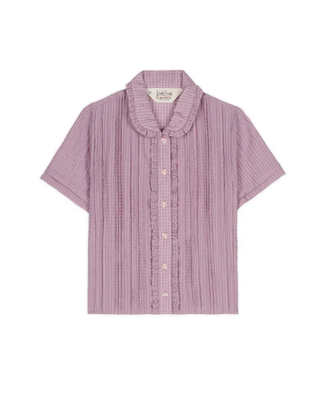 Mercado Seersucker Button Up Shirt - Lilac made by Brain Dead