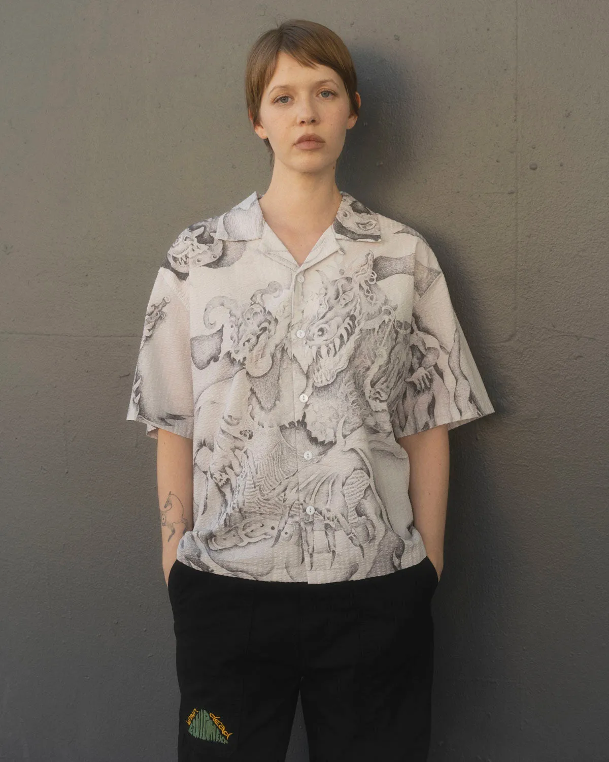 Dragonspeaker Seersucker Short Sleeve Button Up - White Multi sold by Brain Dead product image thumbnail 5