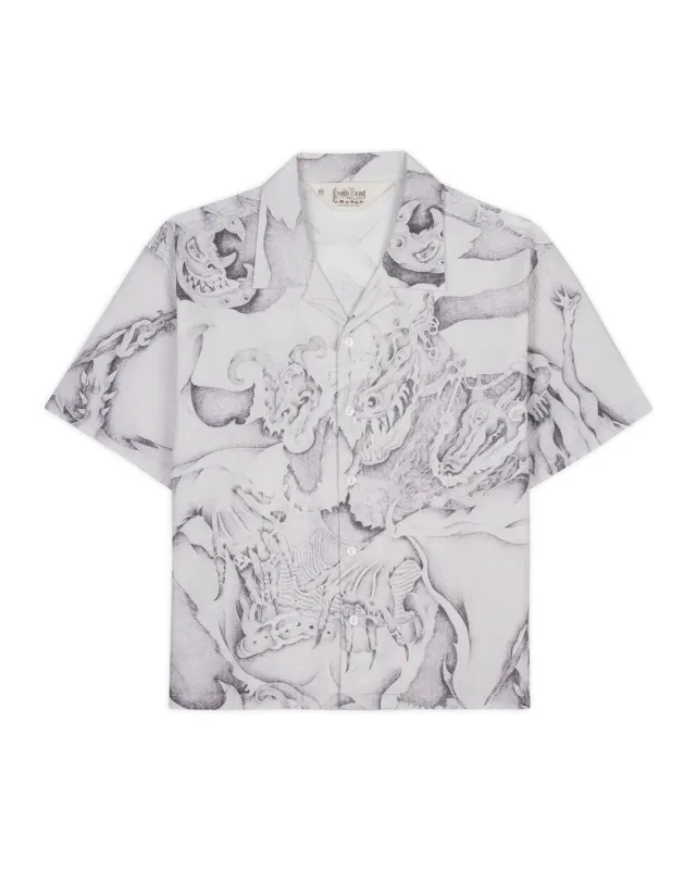 Dragonspeaker Seersucker Short Sleeve Button Up - White Multi made by Brain Dead