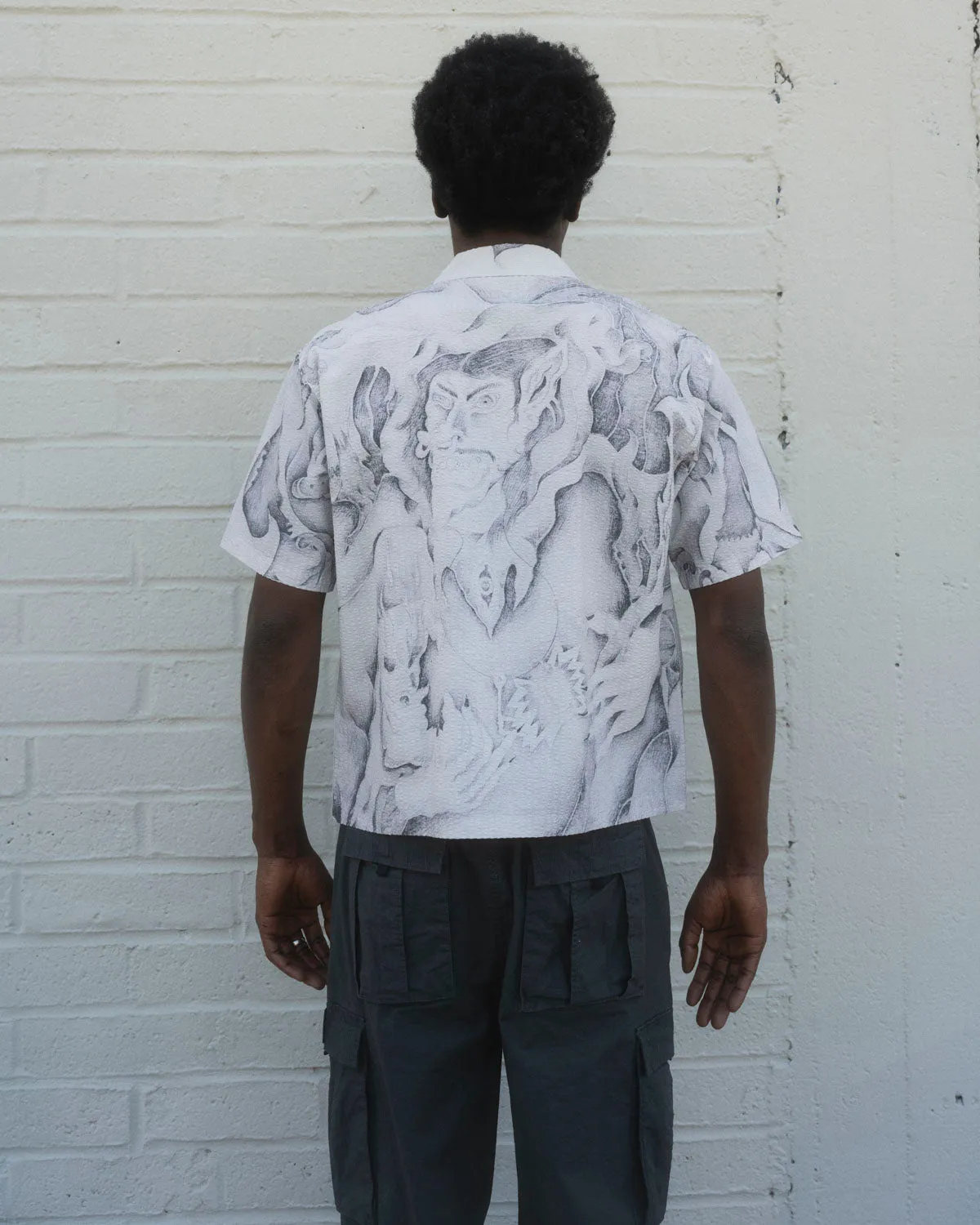 Dragonspeaker Seersucker Short Sleeve Button Up - White Multi sold by Brain Dead product image thumbnail 2