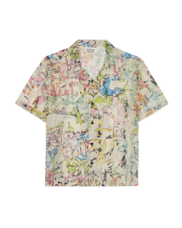 Stu Short Sleeve Button Up Shirt - Cream Multi made by Brain Dead
