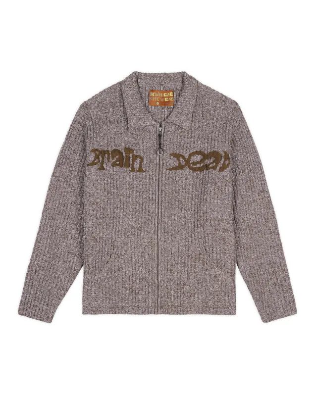 Rib Knit Cardigan - Brown Multi made by Brain Dead