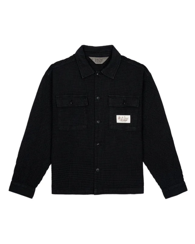 Waffle Button Front Shirt - Black made by Brain Dead