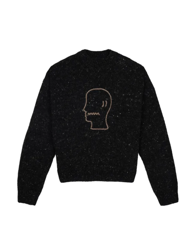 Logohead Alpaca Crewneck Sweater - Charcoal sold by Brain Dead