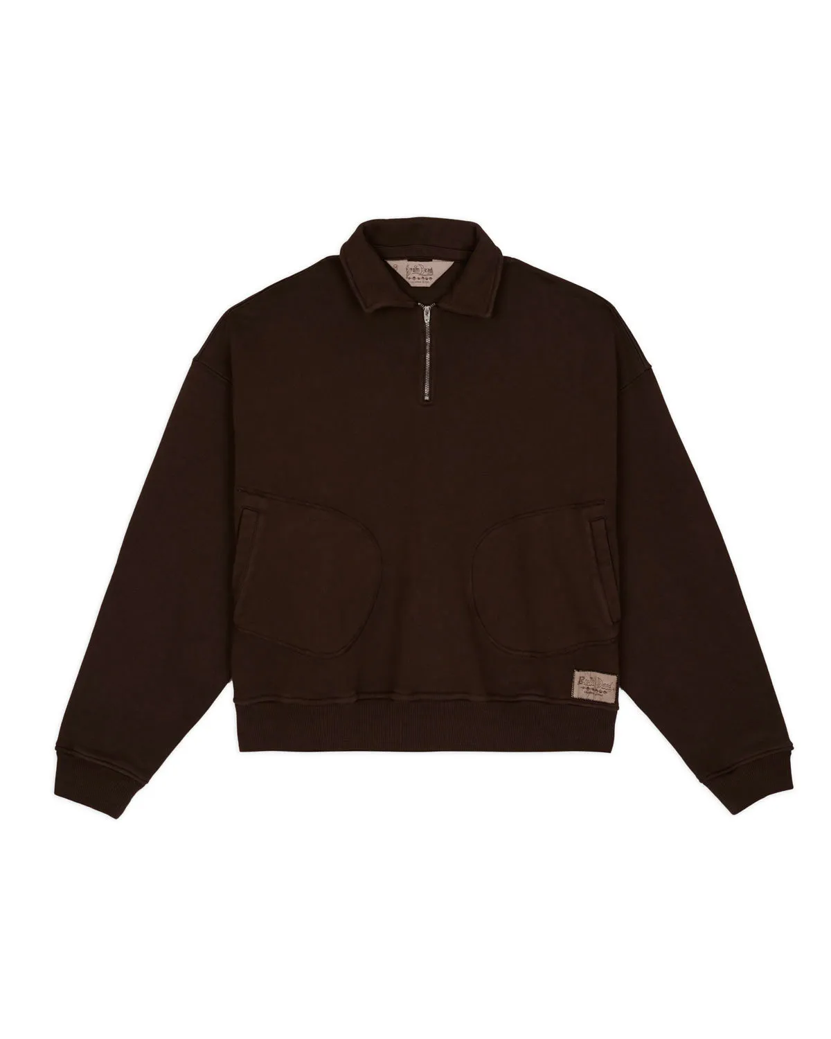 Half Zip Collared Sweatshirt - Brown sold by Brain Dead