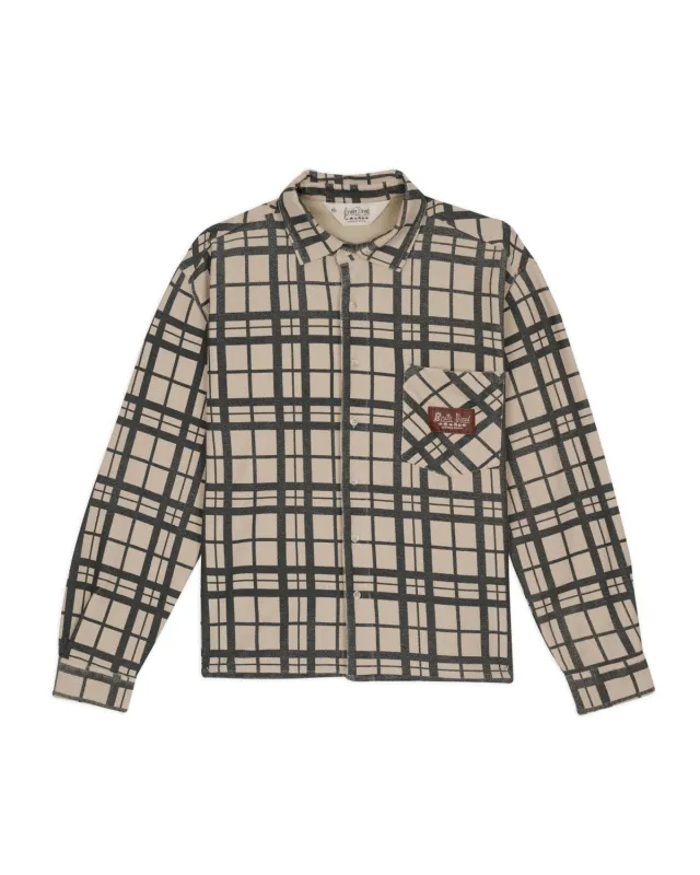 Plaid French Terry Button Up - Sand made by Brain Dead