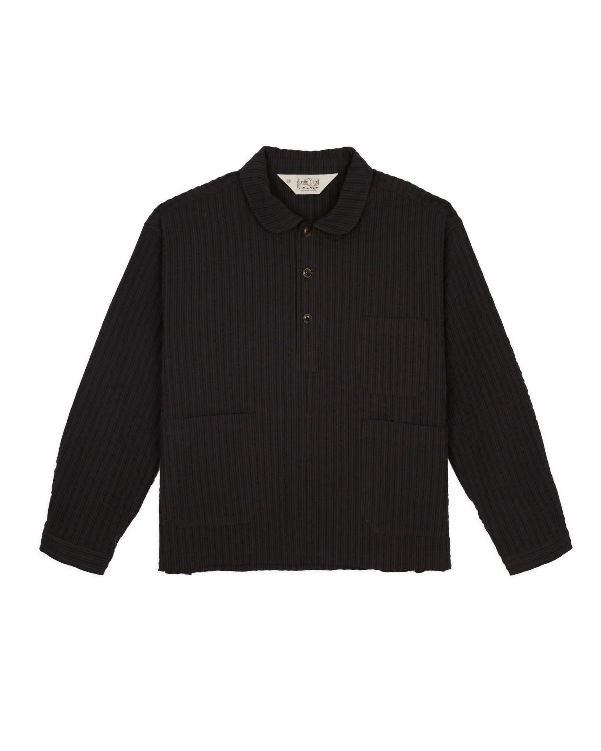 Gingham Round Collar Shirt - Black sold by Brain Dead
