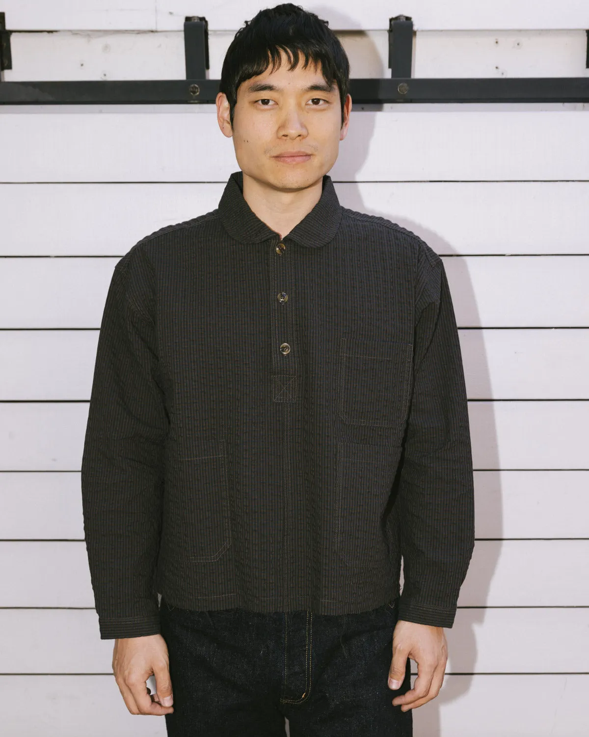 Gingham Round Collar Shirt - Black sold by Brain Dead product image thumbnail 2
