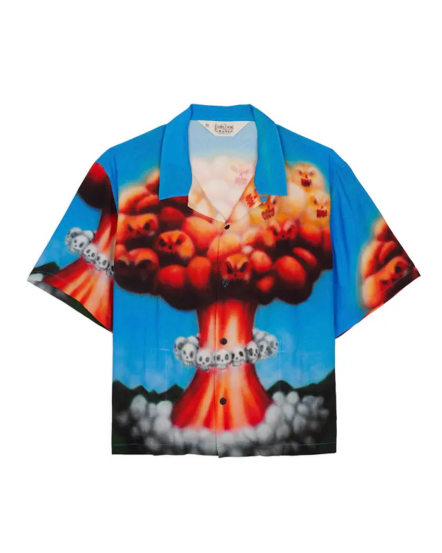 Explosion Short Sleeve Button Down Shirt - Blue Multi made by Brain Dead